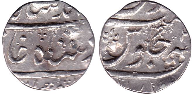Gulshanabad Mint, Silver, ½ Rupee, in the name of Muhammad Shah, mint partly visible at bo