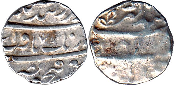 Anandgarh Mint, Silver, Rupee, 189x. Weak strike on rev, Very Fine on obv, Rare.