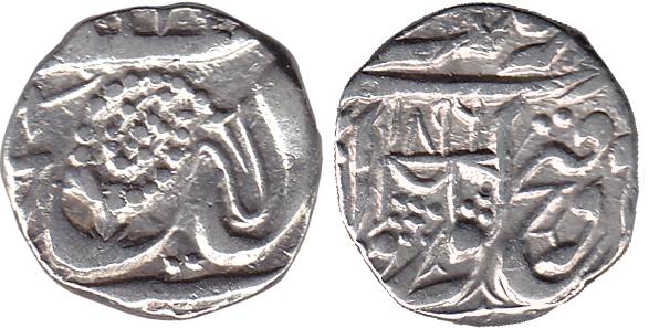 Dera Mint, Silver, Rupee, 1896, a dotted leaf mark on obv, (KM 120.2). About Very Fine, Ra