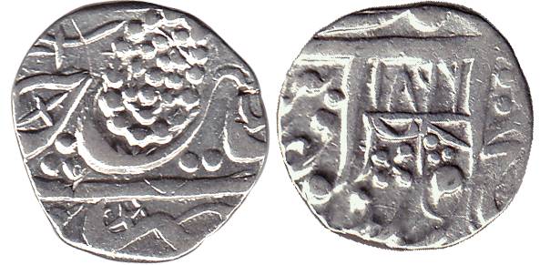 Dera Mint, Silver, Rupee, 1899, a dotted leaf mark on obv, (KM 120.2). About Very Fine, Ra