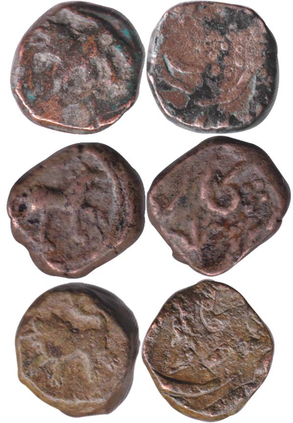 Copper (3), Paisa, Elichpur and probably Karanja mint, tiger on obv, mint name on rev. Abo