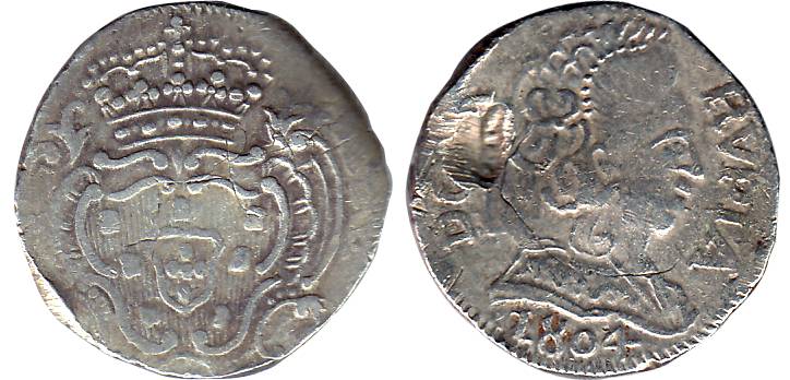 Goa, Maria I, Silver, Rupia, 1804, portrait of the Queen with year on obv (KM 205). A smal