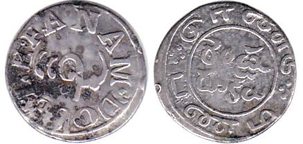 Double Fanams, Silver, second series, 1807 series, Without center circle on obv and value 