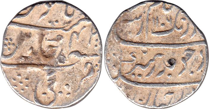 Aurangzeb, Silver, Rupee, Kanji Mint, AH 1106/42, complete mint name at bottom on rev (KM 