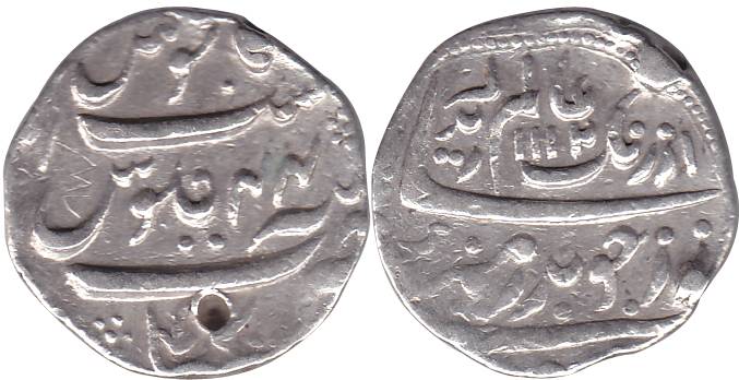 Aurangzeb, Silver, Rupee, Poonamali Mint, AH 111244 (KM 300.73). Some test marks, About Ex