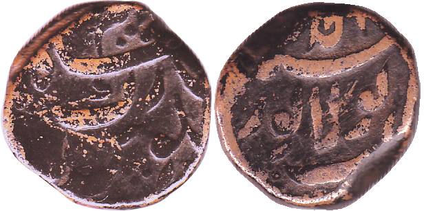 Shah Alam I, Copper, Paisa, Kolapur Mint, RY Ahad. Complete mint name on rev in the centra