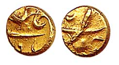 Alamgir II, Gold, ½ Pagoda, Kharpa Mint. About Very Fine, Rare.