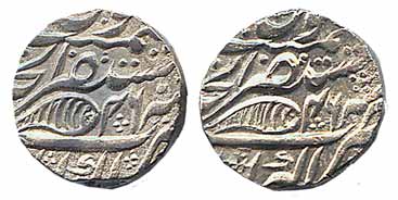 Akbarabad Mint, Silver (2), Rupee, in the name of Shah Alam II, AH 1218/46, fish symbol on