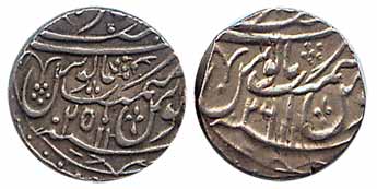 Najibabad Mint, Silver (2), Rupee, in the name of Shah Alam II, mint name at top on rev, A