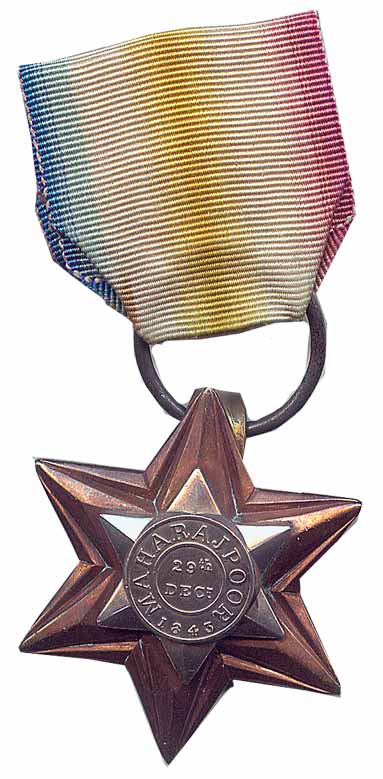 Gwalior Medal, Maharajpore Star in Silver and Bronze. The bronze part of the Star is from 
