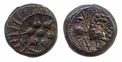 Vishnukundin-type, Copper, lotus on obv, a lion to right on rev. Issue of Vidarbha region,