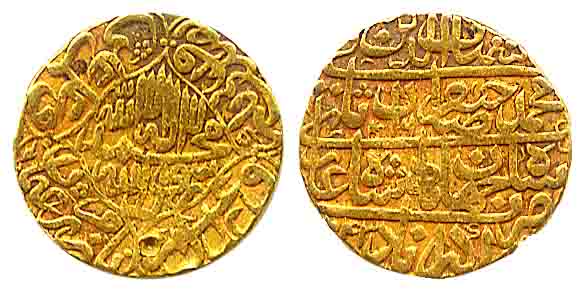 Shah Jahan, Gold, Mohur, Akbarabad Mint, four-line type legend on rev, AH 1043/6 (KM 256.1