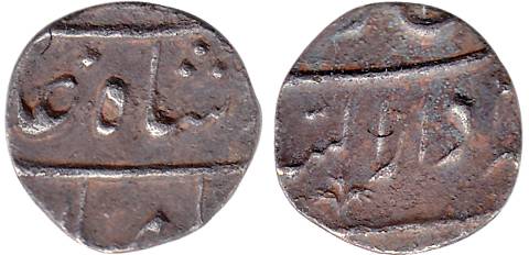 Muhammad Shah, Silver, 1.33 g, 1/8 Rupee, Burhanpur, Dar us Sarur Mint, mint epithet in th