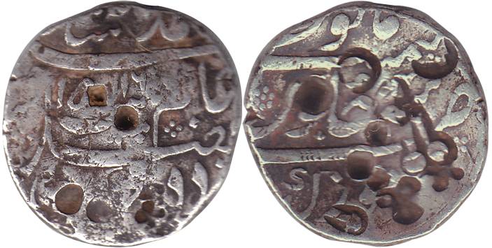 Muhammad Shah, Silver, Rupee, Firozgarh Mint, AlamPanah couplet, AH 1161, mint name at bot