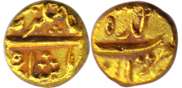 Alamgir II, Gold, 3.35 g, Pagoda, Imtiyazgarh Mint, nearly complete mint name in rev. UNC,