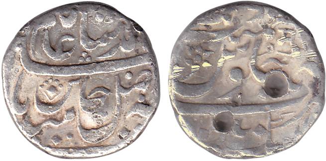Aurangnagar Mint, Silver, Rupee, in the name of Shah Alam II, NagariMu for Mulher (the ori