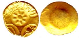Yadavas of Devagiri, Ram Deva, Gold, 3.81 g, Padma Tanka, punch-marked technique with nume
