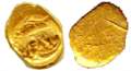 Hoysalas, Gold, 0.45 g, Fanam, a boar seated to left, unifaced.Deep striking, Extremely Fi