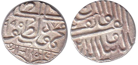Bharmaiji I, Silver, 5.61 g, ½ Rupee, with the name of the Gujarat Sultan Mahmud III bin L