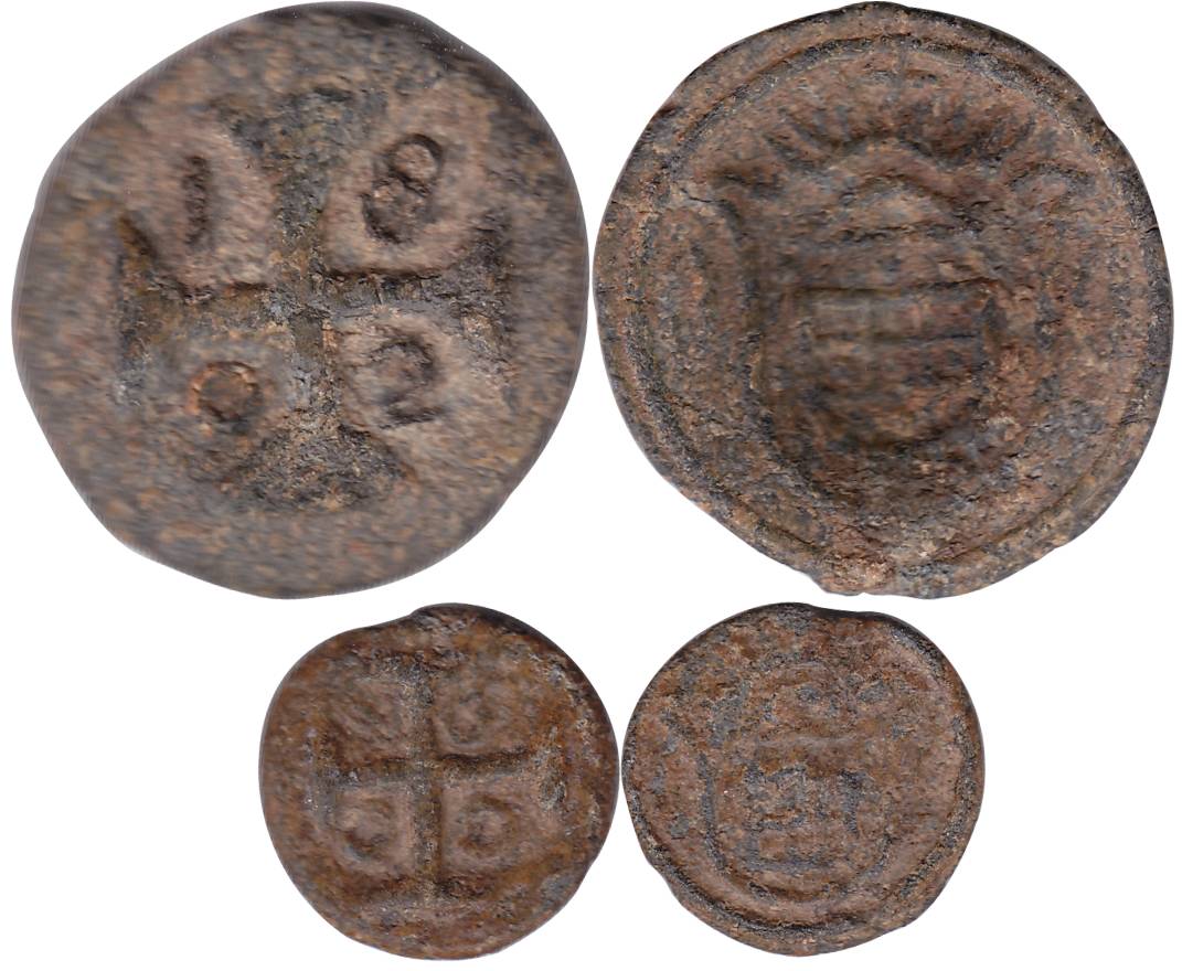 Diu, Tin (2), 20 and 10 Bazarucos, 1802 and 1800.Very Fine for the type, Scarce. 2 coins
