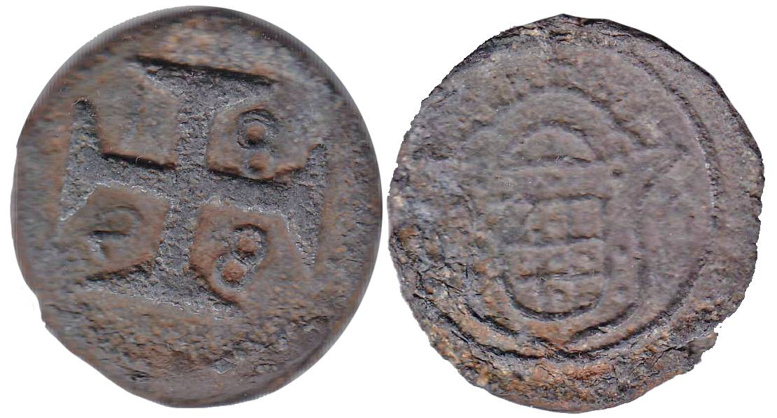 Diu, Tin, 20 Bazarucos, 1828.About Extremely Fine for the type, Scarce.