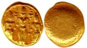 Gold, 3.40 g, 3-Svami Pagoda, Lord TirupatiBalaji standing in the centre with his consorts