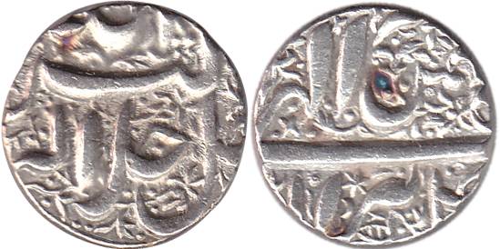 Akbar, Silver, Rupee, Berar Mint, Bird Rupee, Ilahi 4x, Bahman Month, AllahuAkbar type.Abo