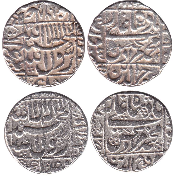 Murad Shah, Silver (2), Rupee, Ahmedabad and Surat Mints, square area type, mint names in 