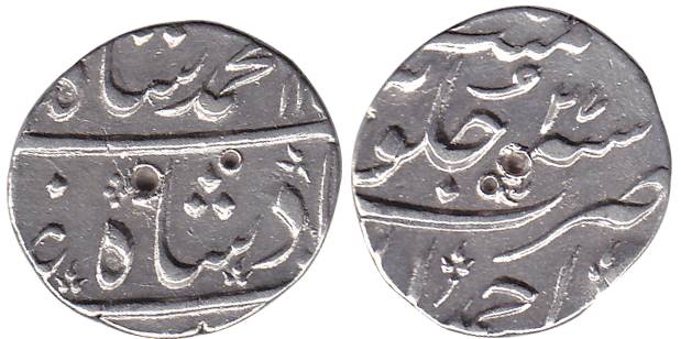 Muhammad Shah, Silver, ½ Rupee, Ahmedabad Mint, RY 27, mint name at bottom clearly visible