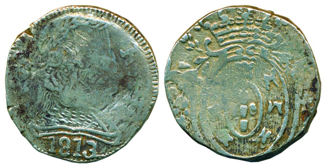 Goa, Joao, Silver, Rupia, 1813, portrait of the ruler to right on obv, crowned arms on rev