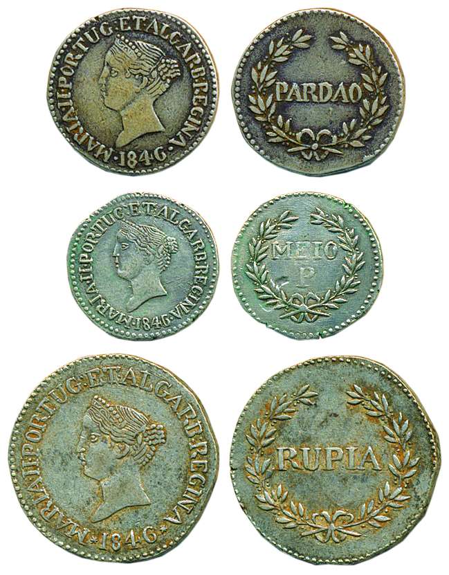 Goa, Maria II, Silver (3), Rupia, 1846; Pardao, 1846; and ½ Pardao, 1846. Very Fine+ to Ab