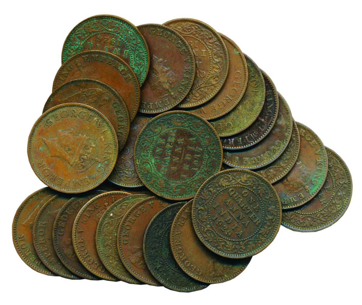 George V, Copper (26), ¼ Anna, 1911 to 1914, 1916 to 1920, 1924 to 1931, 1933 to 1936, Geo