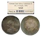 German East Africa, Gullelmus II, Silver, ¼ Rupie, 1898, Rare Graded and slabbed by N.G.S.