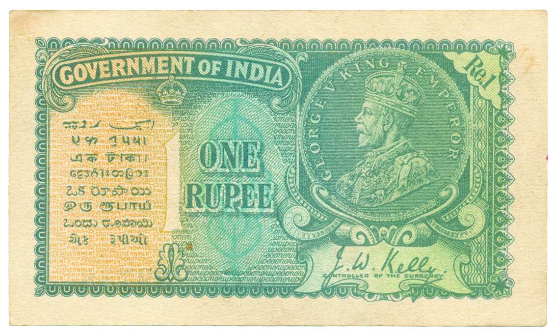 George V, 1 Rupee, 2nd Issue, Small, Sign by J W Kelly, 1935 issue, Prefix 70C (Jhun# 2.1C