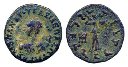 Indo-Greeks, Menander I, Silver, Drachm, helmeted bust of the king to left with Greek lege