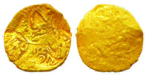 Telugu Chodas of Nellore, Gold, 3.65 g, Pagoda, four Punch-marked type, unifaced, legend i