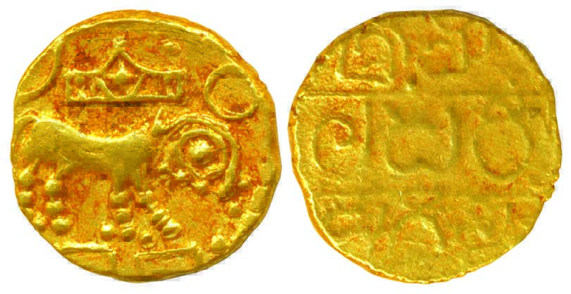 Hoyasalas of Dorasamudra, Vindhyaditya (AD 1106-1153), Gold, 4.01 g, Pagoda, An Ambadi (Se