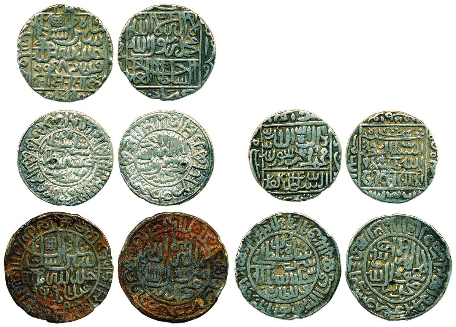Sher Shah Suri, Silver (5), Rupee, assorted lot of 4, circular area and square area types,