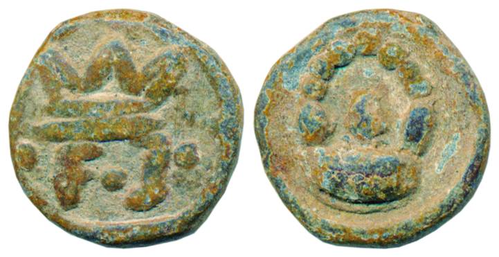 Lead, Cash, F3 monogram on obv, Crown on rev (KM 62). Extremely Fine+, Rare.