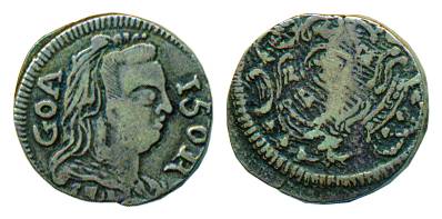 Goa, Joao, Silver, ½ Xerafim (150 Reis), bust to right on obv, crowned arms on rev (KM 235