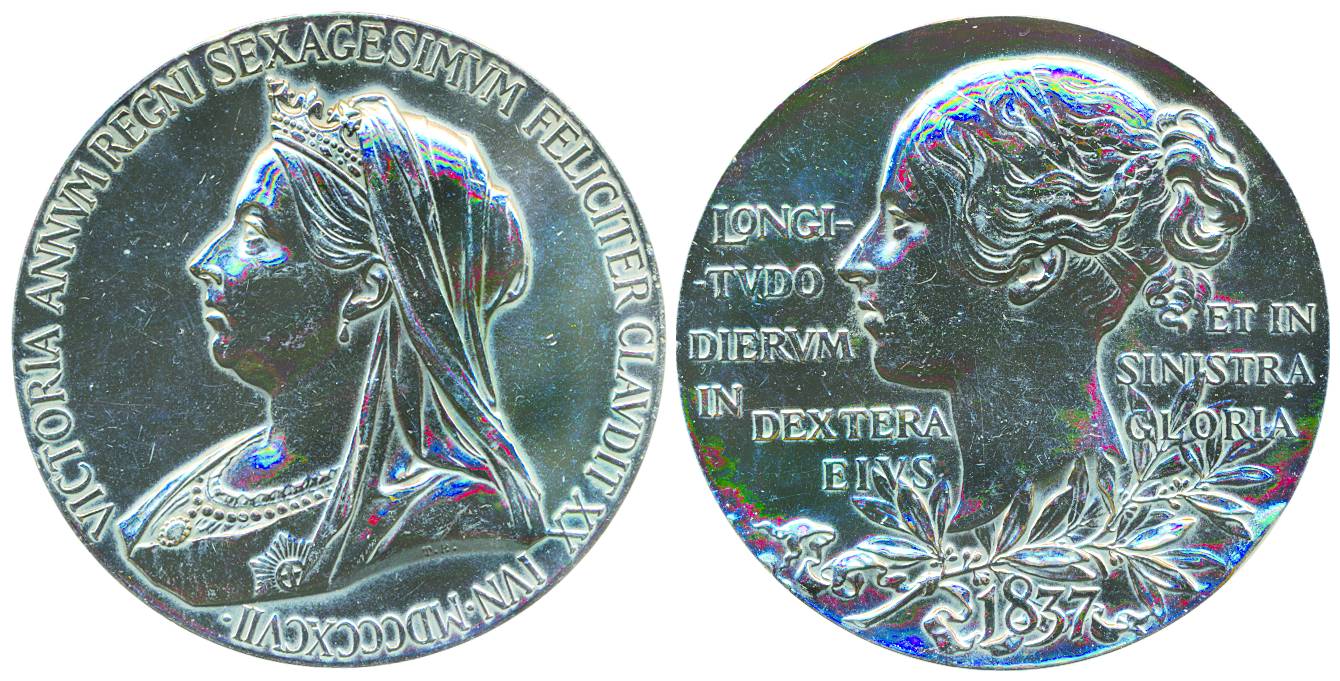 Victoria, Silver, 78.27 g, 1867, 30th Anniversary Medal, matured bust of the Queen to left