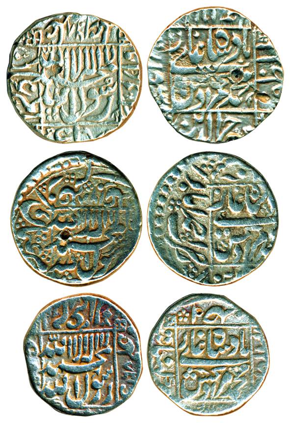 Murad Baksh, Silver (3), Rupee, Set of all the three mints of Murad: Ahmedabad, Khambayat 