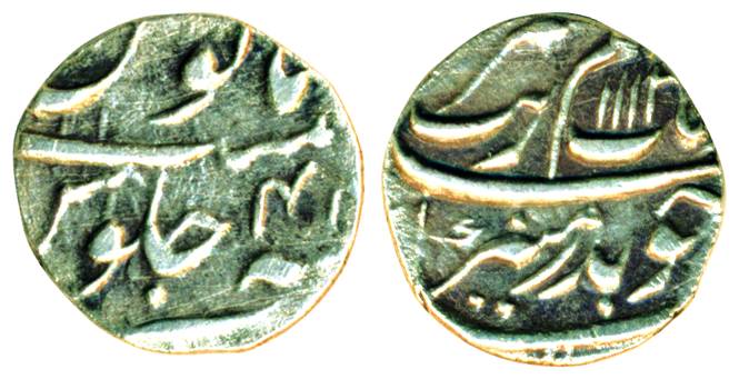 Aurangzeb, Silver, 1/8 Rupee, mint name off flan, AH 1112/44. About Extremely Fine, Rare.