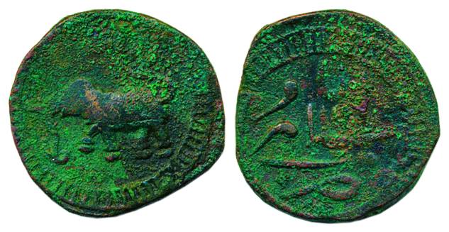 Tipu Sultan, Copper, Paisa, Salamabad Mint, elephant walking to left on obv, mint name on 