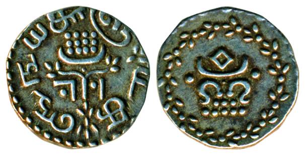 Rama Varma IV, Silver, Velli Fanam, 1.52 g, hammered coinage, &nbsp;issue of 1860, ME 1036