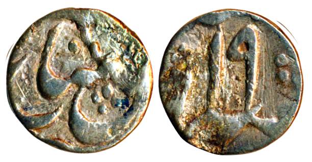 Murshidabad Mint, Silver, 1/8 Rupee, in the name of Shah Alam II, mint name off flan, RY 1