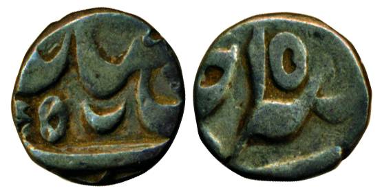 Murshidabad Mint, Silver, 1/8 Rupee, in the name of Shah Alam II, mint name off flan, RY 1