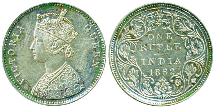 Victoria Queen, Silver Rupee, Bombay Mint, 1862, A/II/0/11, Very Rare, Extremely Fine, (Pr