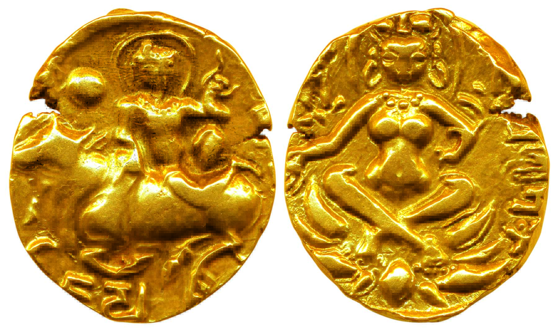 Post Guptas of Bengal, Shashanka Deva (c. AD 600-635), Base Gold, 9.43 g, Dinar, obv. Lord