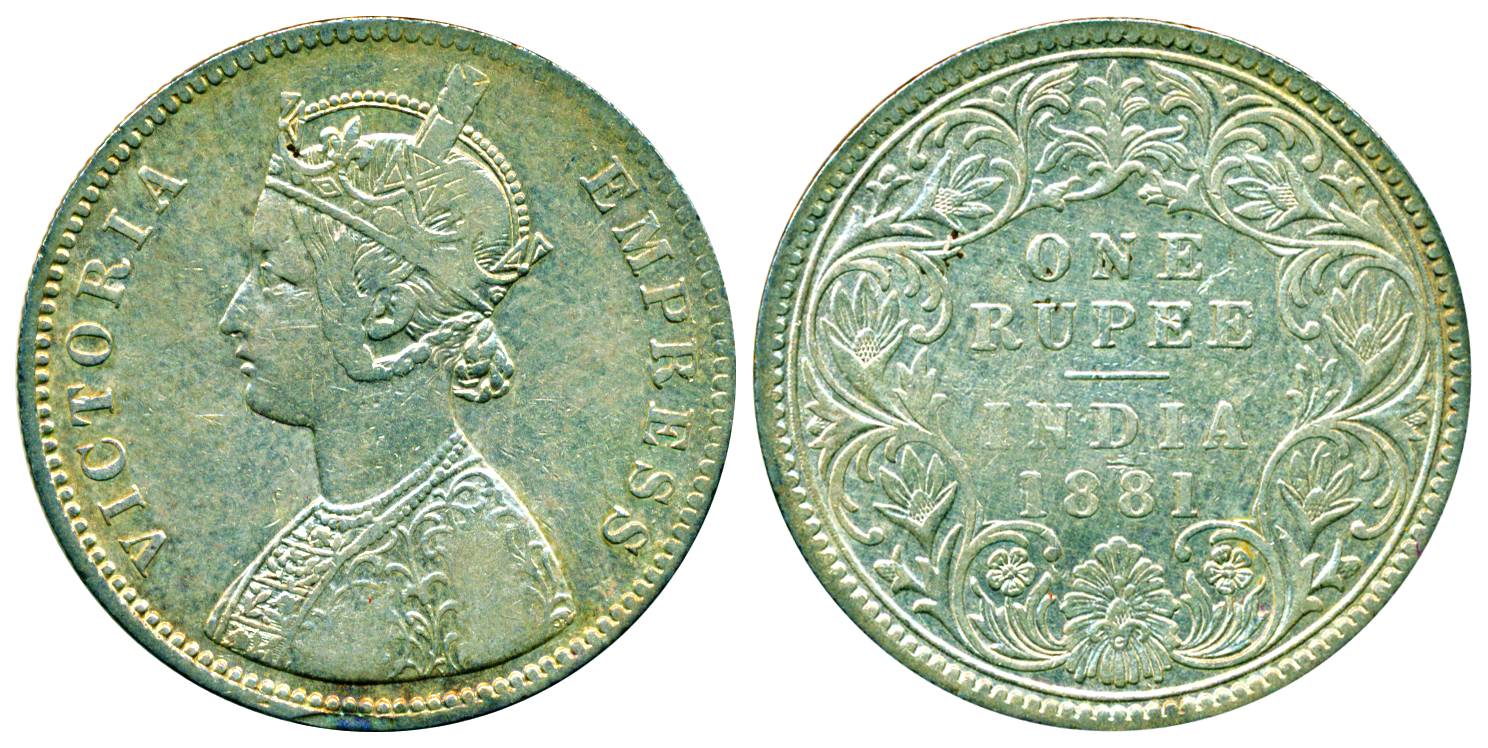Victoria Empress, Silver Rupee, Calcutta Mint, 1881, A1/I/ 'C' incused, Rare, Fine +, Prid